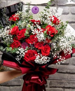 Bó Hoa Hồng Bi Trắng