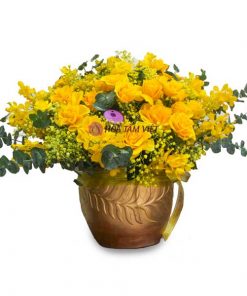 chậu hoa hồng vàng BH08